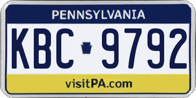 PA license plate KBC9792