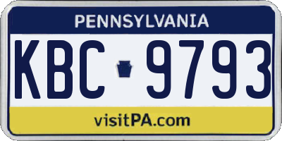 PA license plate KBC9793