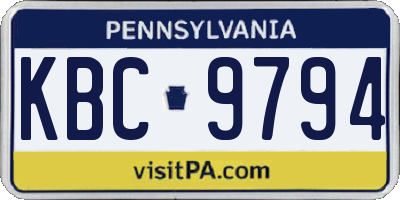 PA license plate KBC9794