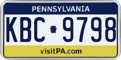 PA license plate KBC9798