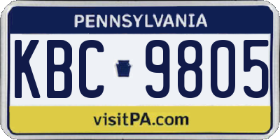 PA license plate KBC9805