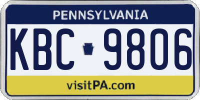 PA license plate KBC9806