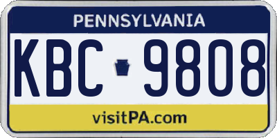 PA license plate KBC9808