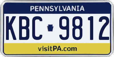 PA license plate KBC9812