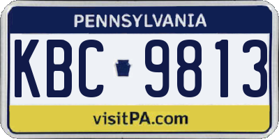 PA license plate KBC9813