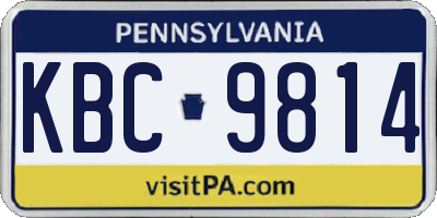 PA license plate KBC9814
