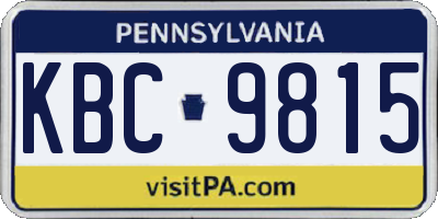 PA license plate KBC9815
