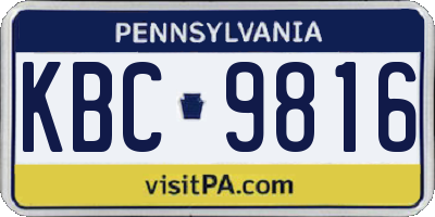 PA license plate KBC9816