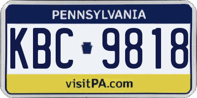 PA license plate KBC9818