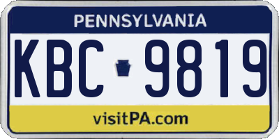 PA license plate KBC9819