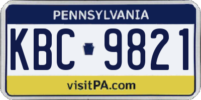 PA license plate KBC9821