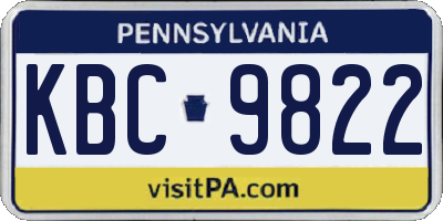 PA license plate KBC9822