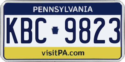 PA license plate KBC9823