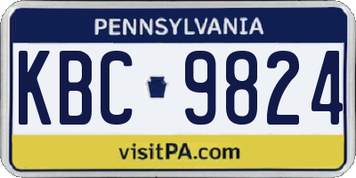 PA license plate KBC9824