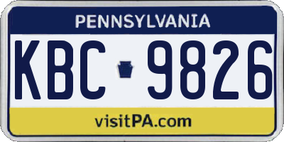 PA license plate KBC9826
