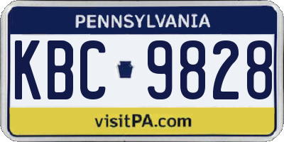 PA license plate KBC9828