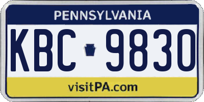 PA license plate KBC9830