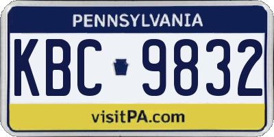 PA license plate KBC9832