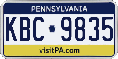 PA license plate KBC9835