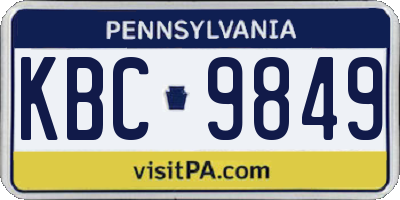 PA license plate KBC9849