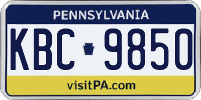 PA license plate KBC9850