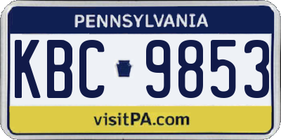PA license plate KBC9853