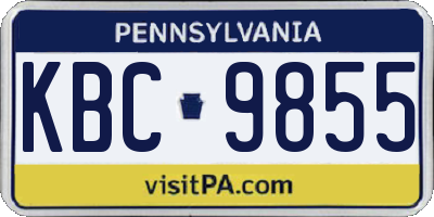 PA license plate KBC9855
