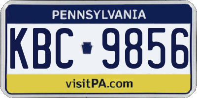 PA license plate KBC9856