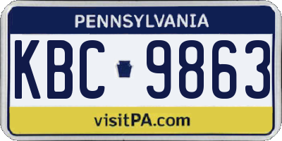PA license plate KBC9863
