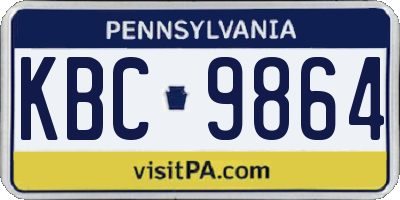 PA license plate KBC9864