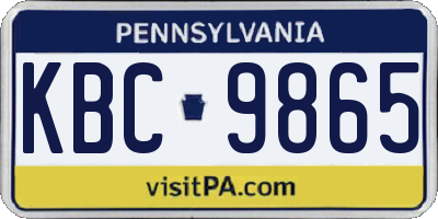PA license plate KBC9865