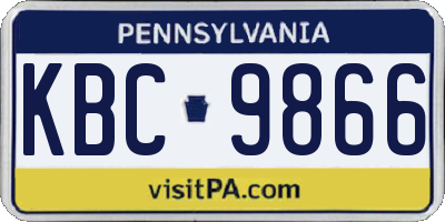 PA license plate KBC9866