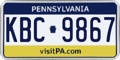 PA license plate KBC9867
