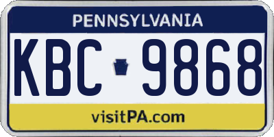 PA license plate KBC9868