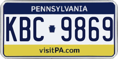PA license plate KBC9869