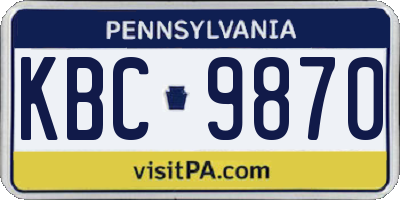 PA license plate KBC9870