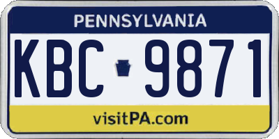 PA license plate KBC9871