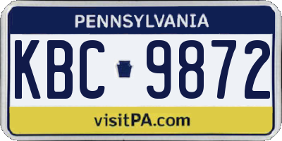 PA license plate KBC9872