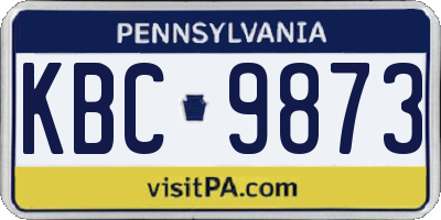 PA license plate KBC9873