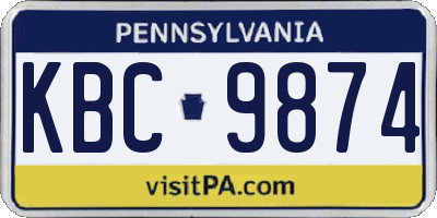 PA license plate KBC9874
