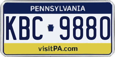 PA license plate KBC9880