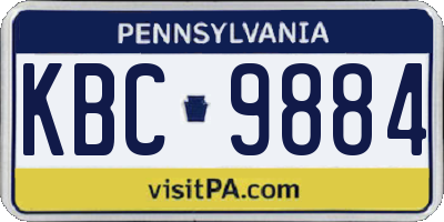 PA license plate KBC9884