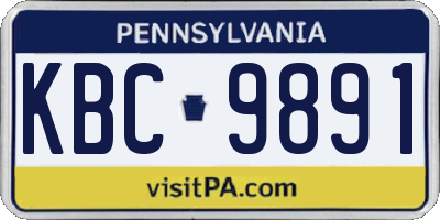 PA license plate KBC9891