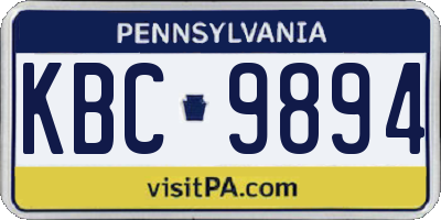 PA license plate KBC9894