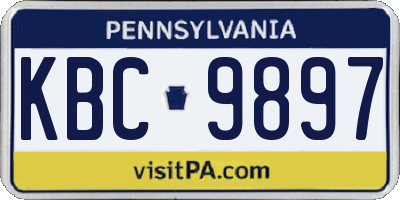 PA license plate KBC9897