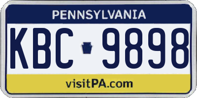 PA license plate KBC9898