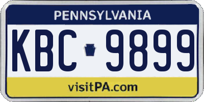 PA license plate KBC9899