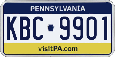 PA license plate KBC9901