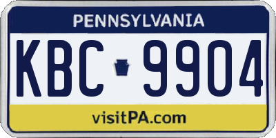 PA license plate KBC9904