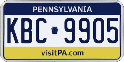PA license plate KBC9905